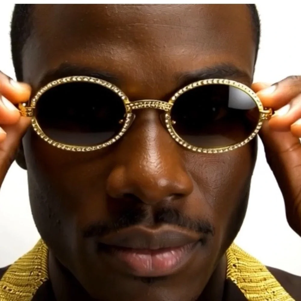 Sunglasses Round Frame Wood Arm Gold Metal Fashion Shades‎ Sophisticated Classic